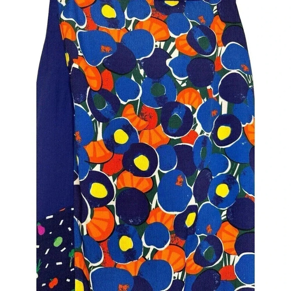STAUD Moulette Midi Skirt Blue Fruit Veggie Colorblock Size 4 - Picture 6 of 11
